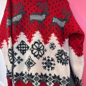 Red and White Reindeer Sweater - Christmas